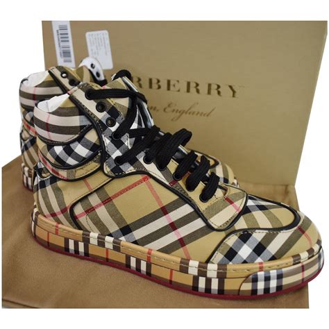 burberry vintage cotton sneakers|designer Burberry high top sneakers.